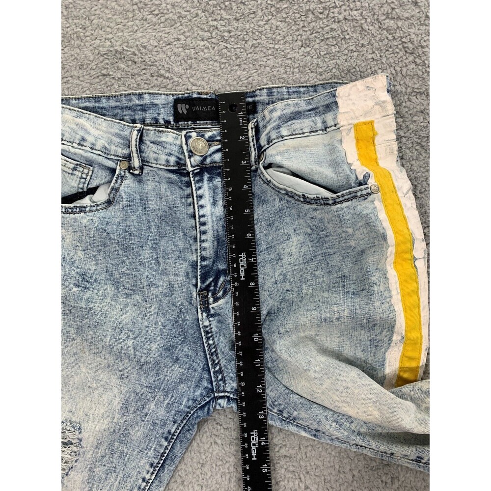 WAIMEA Skinny Fit Painted Seam Wearable Art-to-Wear Emo Grunge Punk Denim Jeans - Picture 10 of 12